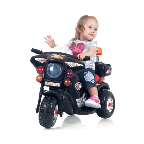 Toy Time Ride-On Motorcycle- 6V Battery Powered Black Toy Trike- 3 Wheeled Motorized Bike (Black)